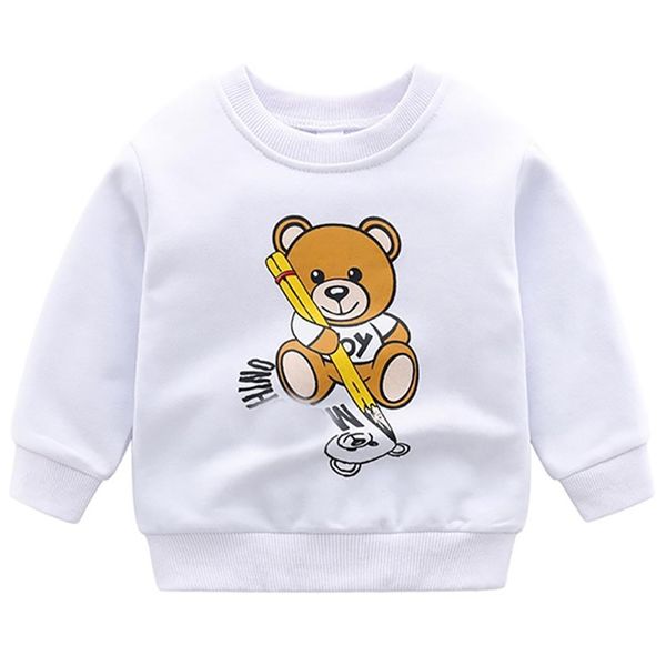 

kids clothing cartoon bear boys girls clothes long sleeve baby sweatshirts t-shirts pullover outfits 220115, Black