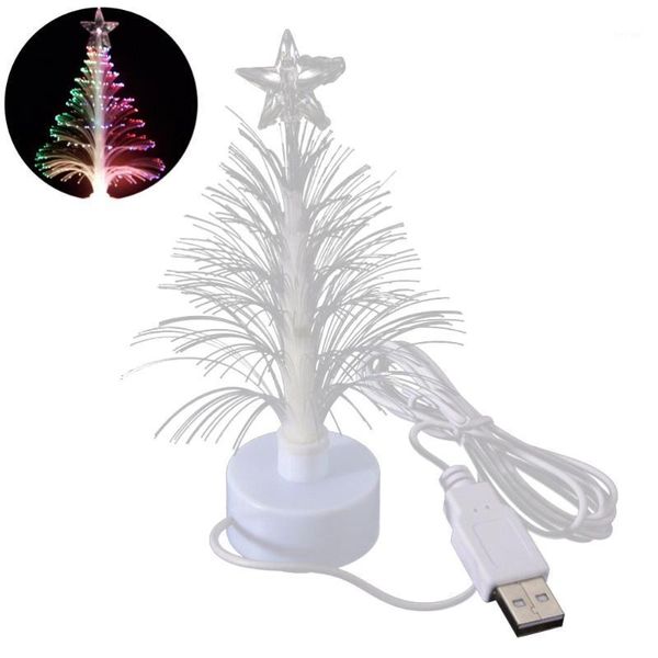 

1 pc mini christmas tree usb connection led fiber optical lamp night light for bedroom home1