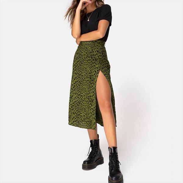 

womens skirt fashion summer open cross printed half length skirt faldas mujer jupe 2020 summer style femme skirt, Black