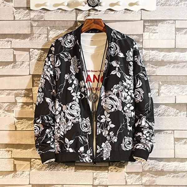 

rose print high-end men's designer men's high-quality long-sleeved shirt men's jacket autumn winter spring fashion embroidery, Black;brown