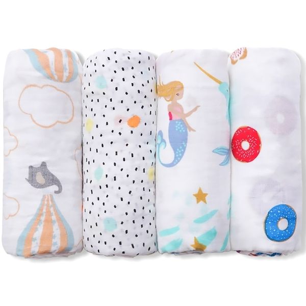

muslinlife baby blanket breathable muslin wrap newborn cotton bamboo fiber baby swaddle multifunction muslin bedding 120*120cm y200109