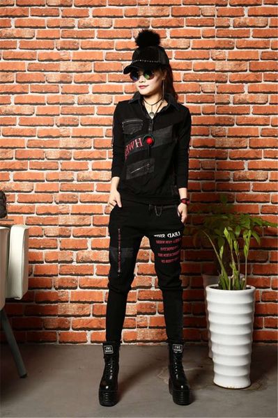 

vipspring and autumn 2020 new personalized leisure suit western style trousers long sleeve t-shirt two piece women's fashionmvp, Gray