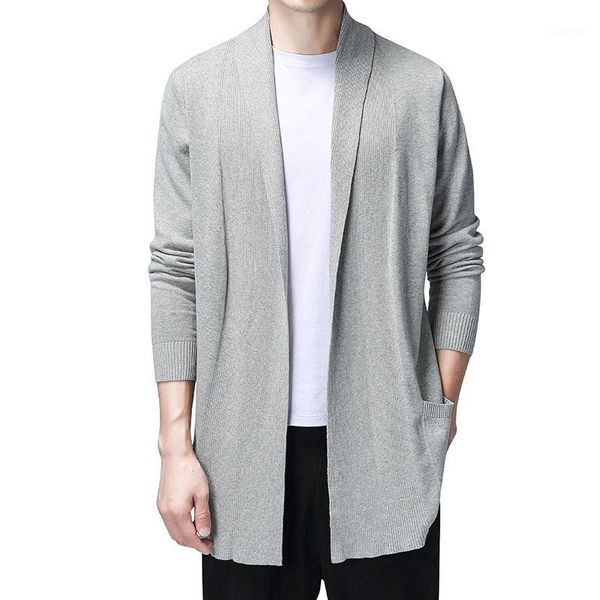

solid cardigan men casual knitted cotton sweater men clothes long style mens sweaters and cardigans coat pull homme 2020 sweater1, White;black