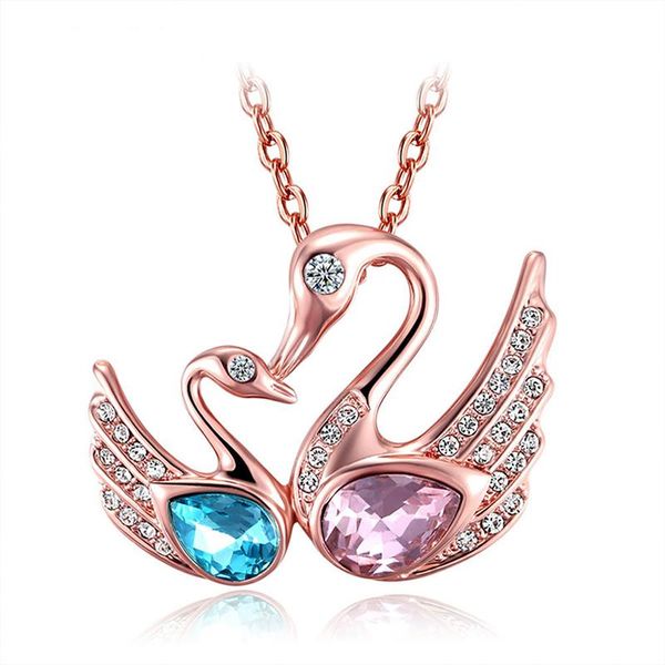 

jinzeyi europe and america selling elegant double female necklace jewelry fashion crystal pendant ornaments wholesale, Silver