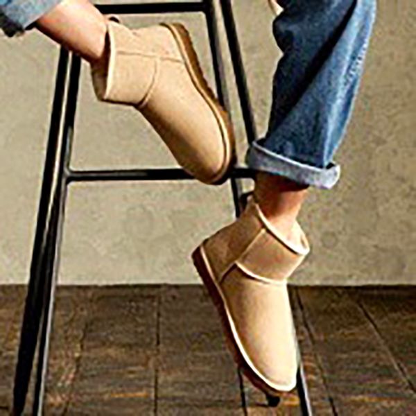 

winter women cowhide suede leather snow ankle boots warm plush soft bottom girls short waterproof non-slip cozy shoes, Black;brown