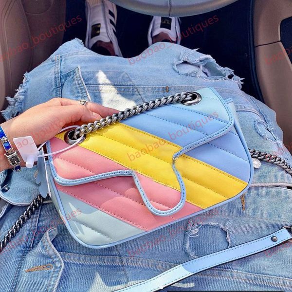 

color bag 2020 горячей продажа цепи rossbody сумки женщина сумка продажа горячей высокого качество миндальной лоскутная цвет резьба письмо с