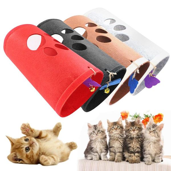 

foldable pet cat channel toy rolling puzzle 5 holes cat tunnel play butterfly kitten interactive playing toy for kitten