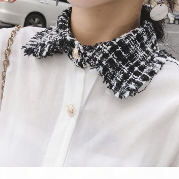 

2019 spring elegant women 2 piece set tweed tassels chiffon shirt double-breasted woolen pencil skirt suit ensemble femme sh190827, White