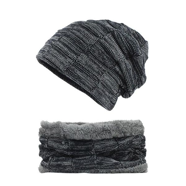 

flb] толстый теплый мужские шапки шарф cap трикотажные шерсти шлема зимы beanie men caps lady шею теплым beanie мода soft женские f18030 sq, Black;white