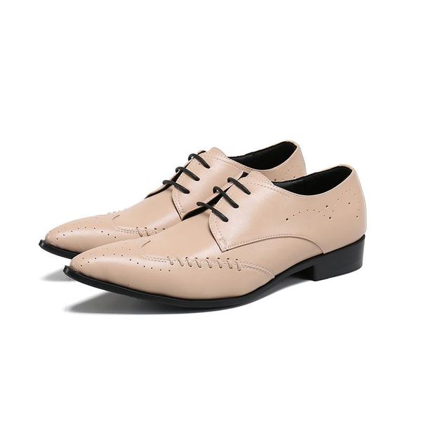 

apricot men oxford shoes genuine leather dress shoes men fashion sewing pointed toe heel lace up sapato social masculino, Black