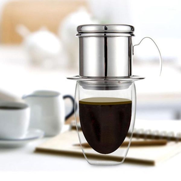 

stainless steel vietnamese coffee filter cup drip maker infuser pot coffee dripper for home/kitchen/office/outdoor filters1