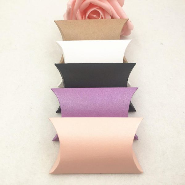

10pcs paper pillow candy box wedding favor gift packaging small boxes 5 colors kraft chocolate small toy storage box wmtwbo bdesybag