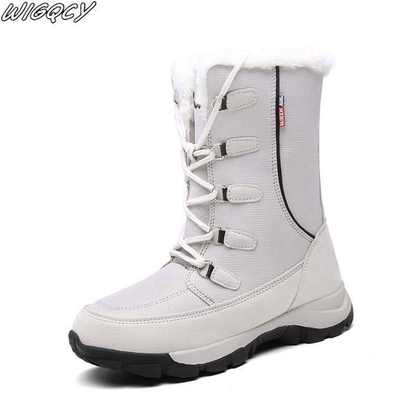 

new 2020 women's boots platform winter shoes thick plush non-slip waterproof snow boots for women botas mujer, Black