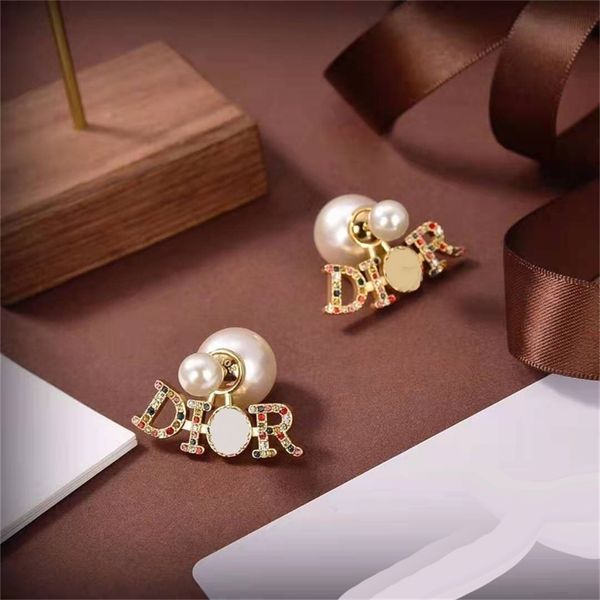 

85% off factory clearance family earrings pearl hanging diamond simple fashion style trendy, Golden