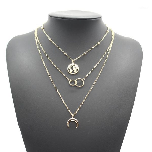 

chains fashion multilayer moon map necklace female personality bohemian women1, Silver