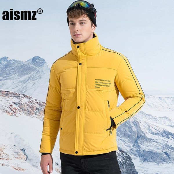 

aismz winter warm men's 90% white duck down jacket stylish casual men fashion youth warm thick coat male's clothing1, Black