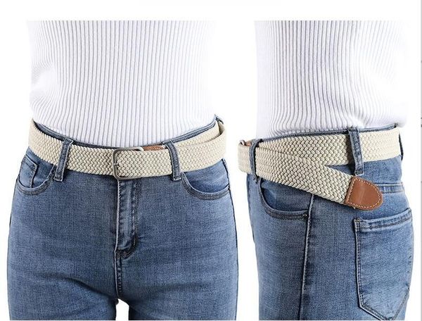 

canvas belt ladies elastic woven elastic belt for men and women korean versatile casual needle buckle students thin belt tide, Black;brown