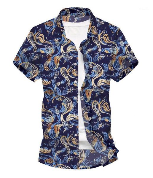 

2020 xia men sandy beach shirt hawaii short sleeve flower shirt male1, White;black