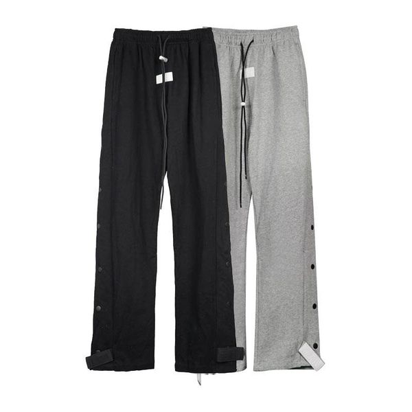 

winter new fashion hip-hop men's double-breasted elastic band casual street style trousers sports basketball pants size s-xl, Black