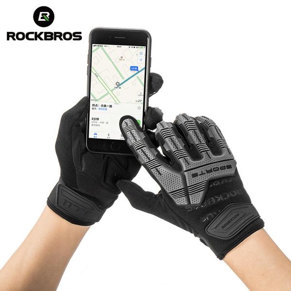 

rockbros велосипедные перчатки sbr 6мм утолщенные pad противоударный дышащий гель велосипед перчатки мужчины женщины полный finger спорт mtb, Black
