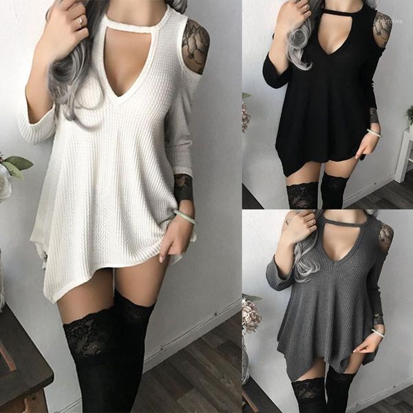 

off shoulder dress for women three quarter sleeve mini dress 2020 autumn clothing hollow out knitted shirt robe femme1, Black;gray