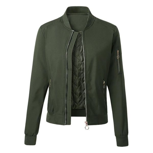 

women sweatshirt button slim zipper long sleeve bomber jacket warm velvet coat fashion atmosphere round neck simple short, Tan;black