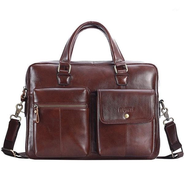 

auau-pi uncle men's leather briefcase messenger bag shoulder bag retro 14 inch laplarge capacity handbag1