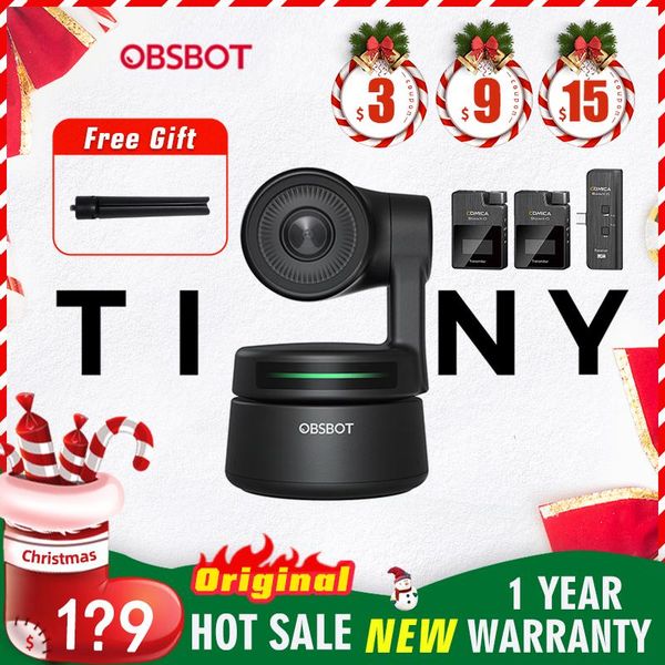 

lighting & studio accessories obsbot tiny ai powered ptz webcam 1080p full hd video conferencing, recording and streaming black