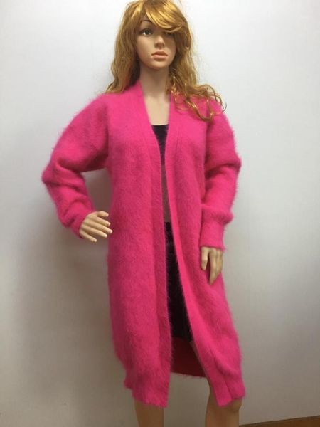 

custom) new natural plush mink cashmere sweater lady long coat cardigan sweater s194121, White