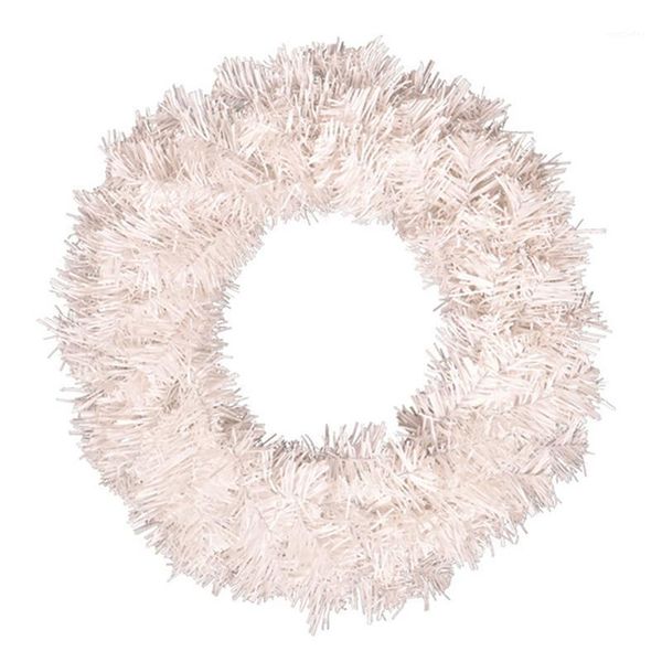 

decorative flowers & wreaths white artificial pine wreath garland for front door, wedding, window, fireplace, parties, christmas, home decor