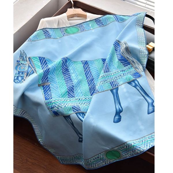 

100% silk head scarves women silk shawl wraps scarf fashion y201007, Blue;gray