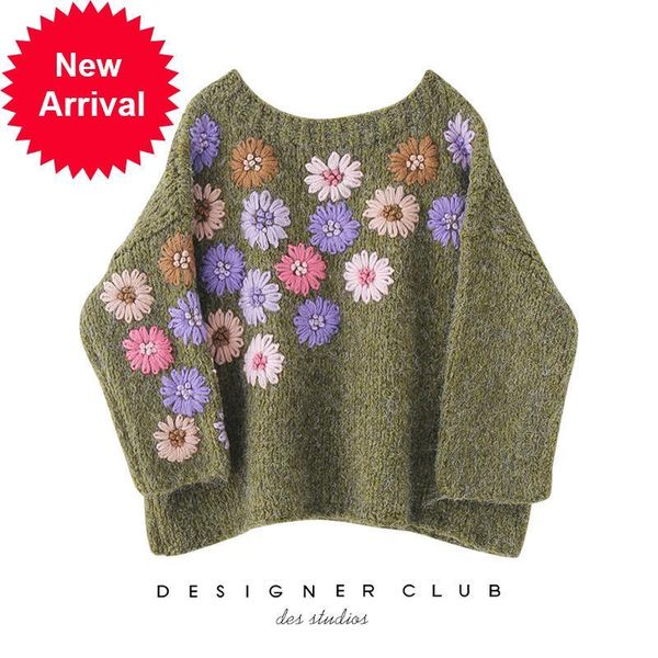 

2021 new winiter luxury embroidered woman sweet knittedloose wool pullovers bantwing manga n5no, White;black