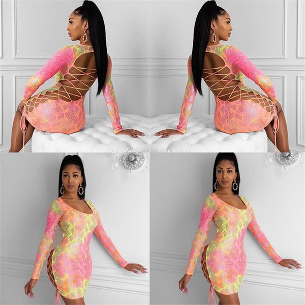 

backless women dresses fashion scoop neck long sleeve lace up bodycon dresses women designers clothes, White;black