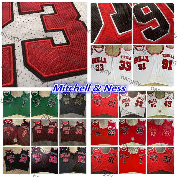 

mitchell&ness basketball 23 michael jersey 45 jd 91 dennis rodman 7 kukoc 1 rose 94-95-96-97-98 embroidery stitched north carolina shirts, Black;red