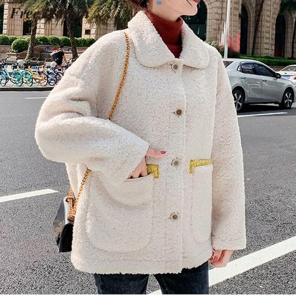 

ostrich 2020 winter women fleece jackets fashion jacket streetwear teddy coat korean female outwear overcoat n30, Black;brown