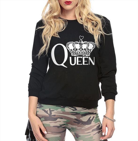 

queen printed hoodies sweatshirts 2020 women casual kawaii harajuku new sweat punk for girls clothing european korean, Black