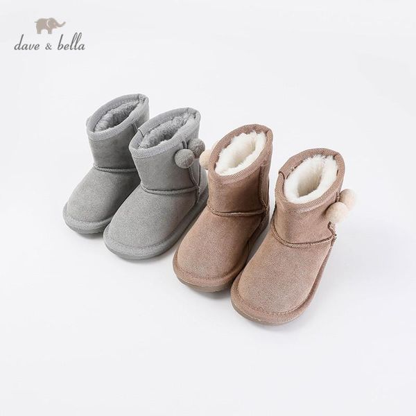 

dbs14416 dave bella winter fashion ball solid boots children leather shoes girl boy boots leather bow shoes, Black;grey