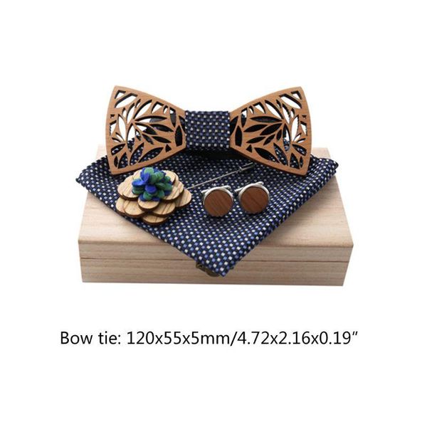 

деревянный bow tie handkerchief set мужчины женщины полые резные цветочные корсаж запонки lx9e, Black;gray