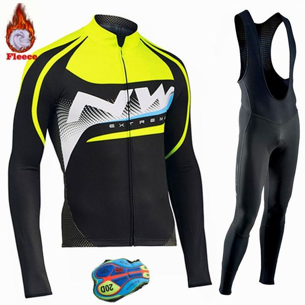 

2020 professional winter equipment warm clothing fleece cycling men's long-sleeved cycling clothing outdoor mountain bib, Black;blue