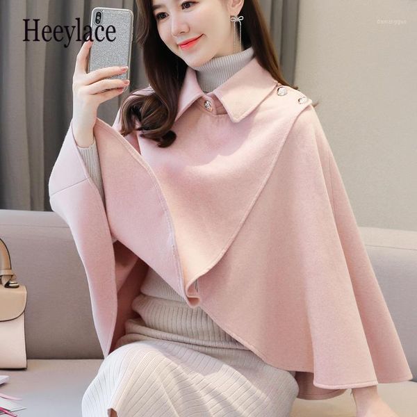 

autumn cape coats women casual solid button split cloak windbreaker female 20201, White