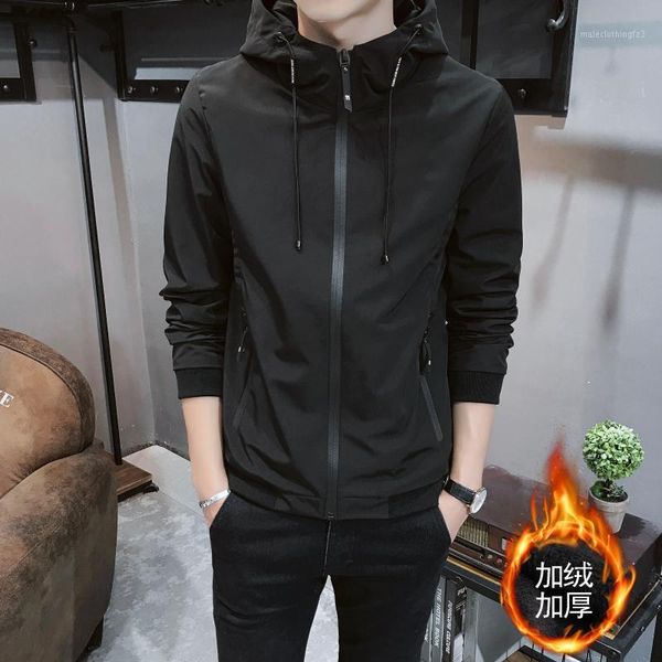 

men's jackets 2021 men's outerwear, spring and autumn korean trend, slim handsome, all kinds of suits, winter hooded1, Black;brown