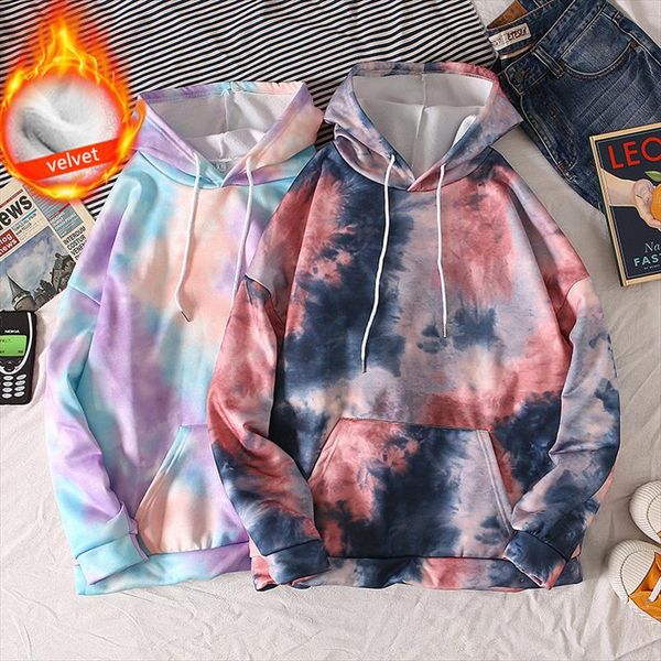 

cotton colorful women hoodies oversized clothes tie dye printed long sleeve hooded womens korean loose pullover sweatshirt, Black