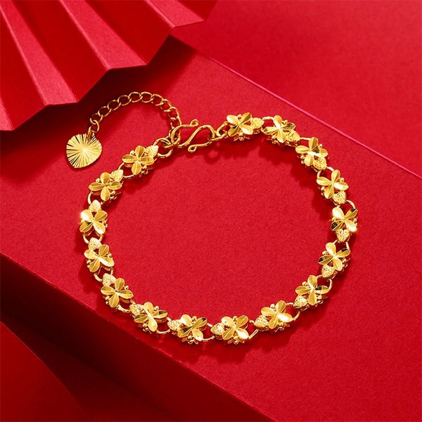 

24k plated with silver jewelry and 24k clover bracelet gold braceletplated gold bracelet with silver jewelry and clover opf56, Golden;silver