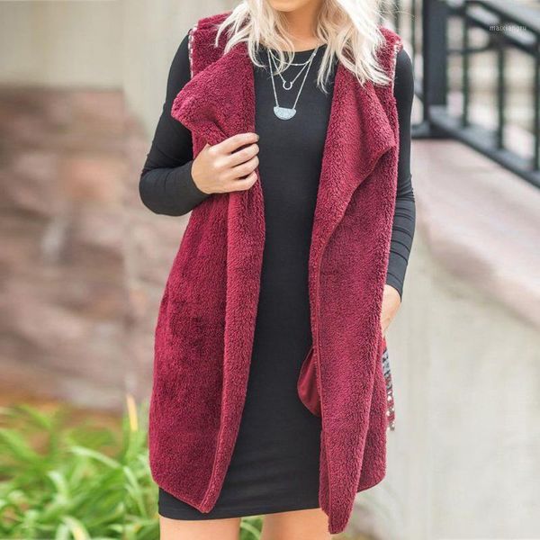 

womens ladies sleeveless outerwear parka winter loose coat autumn and winter fleece women warm femme elegantes jacket #7131, Black;brown