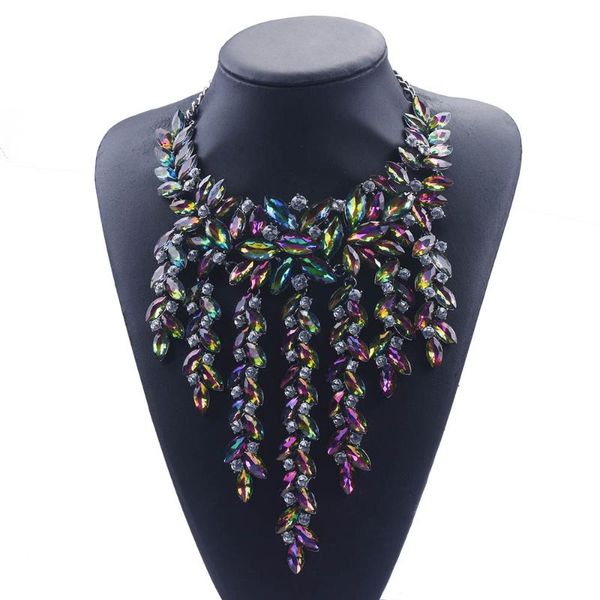 

chokers luxury multilayer statement maxi necklace big gorgeous crystal pendant choker women collares largos fashion jewelry, Golden;silver