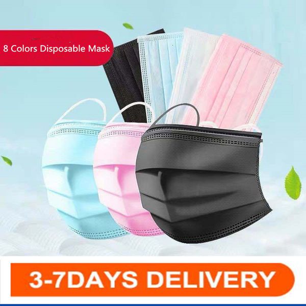 

disposable dhl 8 mask 3-layer colors face mask protection and personal health mask with earloop mouth face