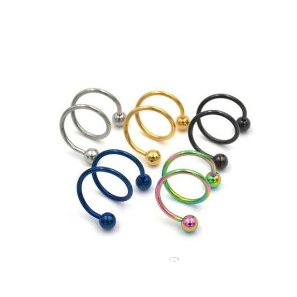 

2pcs/lot gauge 16g ball steel anodized s double spiral twister barbell earring ear cartilage helix lip rin jllbbo yy_dhhome, Silver