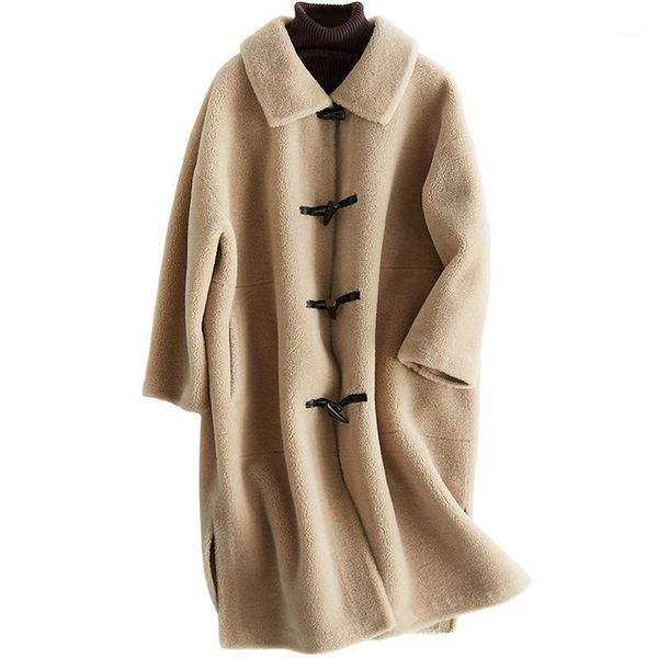 

wool fur korean simple genuine female jacket soft warm coats and jackets women sheep shearing coat mulheres casacos zjt7361, Black