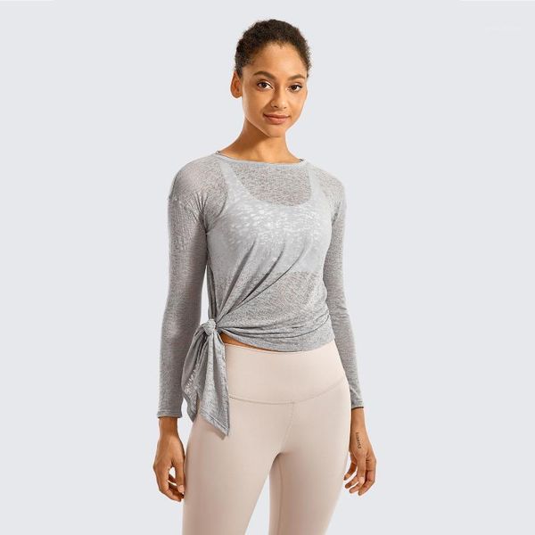

yoga outfits women's burnout long sleeve shirts cotton casual tees side slit 1, White;red