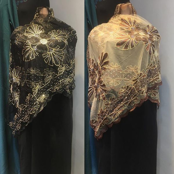 

african cotton voile dubai tulle cord emroider ring diamond shawl wrap lace stole net scarf cross dubai z13, Blue;gray